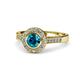 1 - Ara London Blue Topaz and Diamond Halo Engagement Ring 
