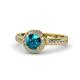 1 - Nora London Blue Topaz and Diamond Halo Engagement Ring 