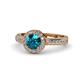 1 - Nora London Blue Topaz and Diamond Halo Engagement Ring 