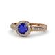 1 - Nora Blue Sapphire and Diamond Halo Engagement Ring 