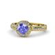 1 - Nora Tanzanite and Diamond Halo Engagement Ring 