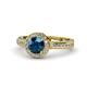 1 - Nora Blue and White Diamond Halo Engagement Ring 