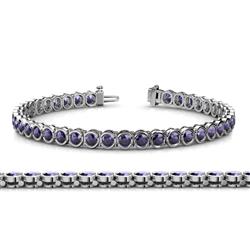 Tiara Iolite Eternity Tennis Bracelet Iolite ctw Bezel Set Womens Eternity Tennis Bracelet K White Gold