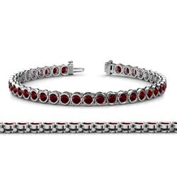 Tiara Red Garnet Eternity Tennis Bracelet Red Garnet ctw Bezel Set Womens Eternity Tennis Bracelet K White Gold