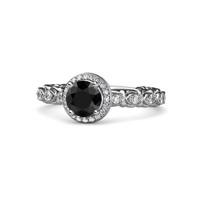 Riona Signature Black and White Diamond Halo Engagement Ring