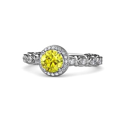 Riona Signature Yellow and White Diamond Halo Engagement Ring