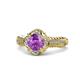 1 - Maura Signature Amethyst and Diamond Floral Halo Engagement Ring 
