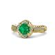 1 - Maura Signature Emerald and Diamond Floral Halo Engagement Ring 