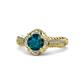 1 - Maura Signature London Blue Topaz and Diamond Floral Halo Engagement Ring 
