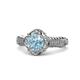 1 - Maura Signature Aquamarine and Diamond Floral Halo Engagement Ring 