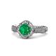 1 - Maura Signature Emerald and Diamond Floral Halo Engagement Ring 