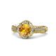 1 - Maura Signature Citrine and Diamond Floral Halo Engagement Ring 