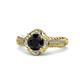 1 - Maura Signature Black and White Diamond Floral Halo Engagement Ring 