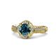 1 - Maura Signature Blue and White Diamond Floral Halo Engagement Ring 