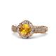 1 - Maura Signature Citrine and Diamond Floral Halo Engagement Ring 