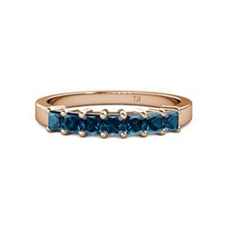 Evia ctw Blue Diamond Seven Stone Wedding Band ctw Princess Shape Blue Diamond Wedding Band Using Prong Setting in K Rose Gold 
