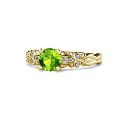 Carina Signature Peridot and Diamond Engagement Ring ctw Round Peridot and Diamond Butterfly Womens Engagement Ring K Yellow Gold
