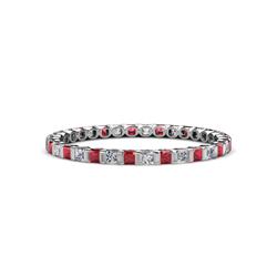 Clarissa Princess Cut Ruby and Diamond Eternity Band Princess Cut Ruby and Diamond ctw Channel Set Womens Eternity Ring Stackable K White Gold