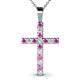 1 - Aja Pink Sapphire and Diamond Cross Pendant 