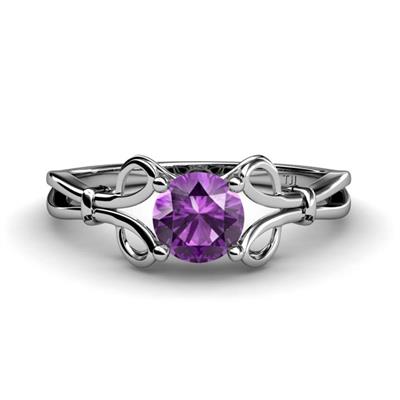 Trissie Amethyst Floral Solitaire Engagement Ring