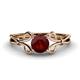 1 - Trissie Red Garnet Floral Solitaire Engagement Ring 