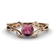 1 - Trissie Rhodolite Garnet Floral Solitaire Engagement Ring 