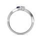 5 - Olena Blue Sapphire and Diamond with Side Diamonds Bypass Ring 