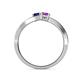 5 - Olena Blue Sapphire and Amethyst with Side Diamonds Bypass Ring 