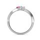 5 - Olena Pink and White Sapphire with Side Diamonds Bypass Ring 
