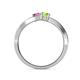 5 - Olena Pink Sapphire and Peridot with Side Diamonds Bypass Ring 