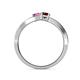 5 - Olena Pink Sapphire and Red Garnet with Side Diamonds Bypass Ring 
