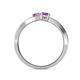 5 - Olena Pink Sapphire and Amethyst with Side Diamonds Bypass Ring 