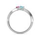 5 - Olena Pink Sapphire and Blue Topaz with Side Diamonds Bypass Ring 