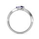 5 - Olena Tanzanite and Blue Sapphire with Side Diamonds Bypass Ring 