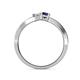 5 - Olena White and Blue Sapphire with Side Diamonds Bypass Ring 