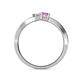 5 - Olena White and Pink Sapphire with Side Diamonds Bypass Ring 