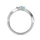 5 - Olena White Sapphire and Blue Topaz with Side Diamonds Bypass Ring 