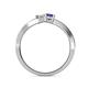 5 - Olena White Sapphire and Iolite with Side Diamonds Bypass Ring 