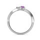 5 - Olena White Sapphire and Amethyst with Side Diamonds Bypass Ring 