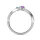 5 - Olena Aquamarine and Amethyst with Side Diamonds Bypass Ring 