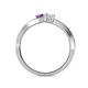 5 - Olena Amethyst and White Sapphire with Side Diamonds Bypass Ring 