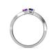 5 - Olena Amethyst and Blue Sapphire with Side Diamonds Bypass Ring 