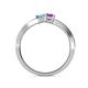5 - Olena Blue Topaz and Amethyst with Side Diamonds Bypass Ring 