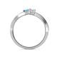 5 - Olena Blue Topaz and White Sapphire with Side Diamonds Bypass Ring 