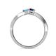 5 - Olena Blue Topaz and Blue Sapphire with Side Diamonds Bypass Ring 