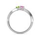 5 - Olena Peridot and Pink Sapphire with Side Diamonds Bypass Ring 