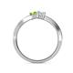 5 - Olena Peridot and White Sapphire with Side Diamonds Bypass Ring 
