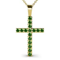 Aja Green Garnet Cross Pendant Green Garnet Womens Cross Pendant Necklace ctw K Yellow GoldIncluded Inches K Yellow Gold Chain