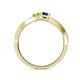 5 - Olena Peridot and Blue Sapphire with Side Diamonds Bypass Ring 