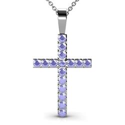Aja Tanzanite Cross Pendant Tanzanite Womens Cross Pendant Necklace ctw K White GoldIncluded Inches K White Gold Chain